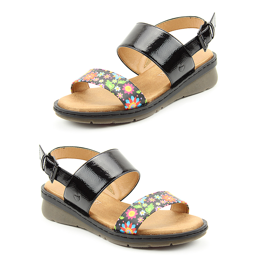 Heavenly Feet Sabrina Sandal (Size 4) - Black & Multi