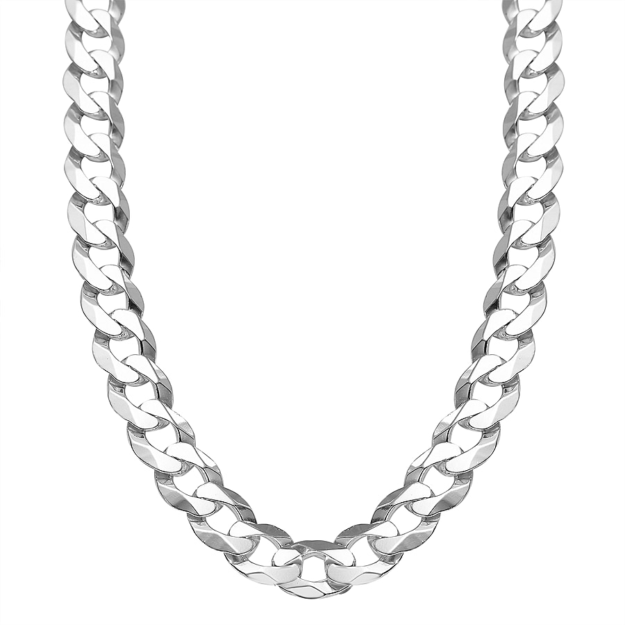 Italian Made Sterling Silver Curb Necklace (Size - 20), Silver Wt. 40.00 Gms