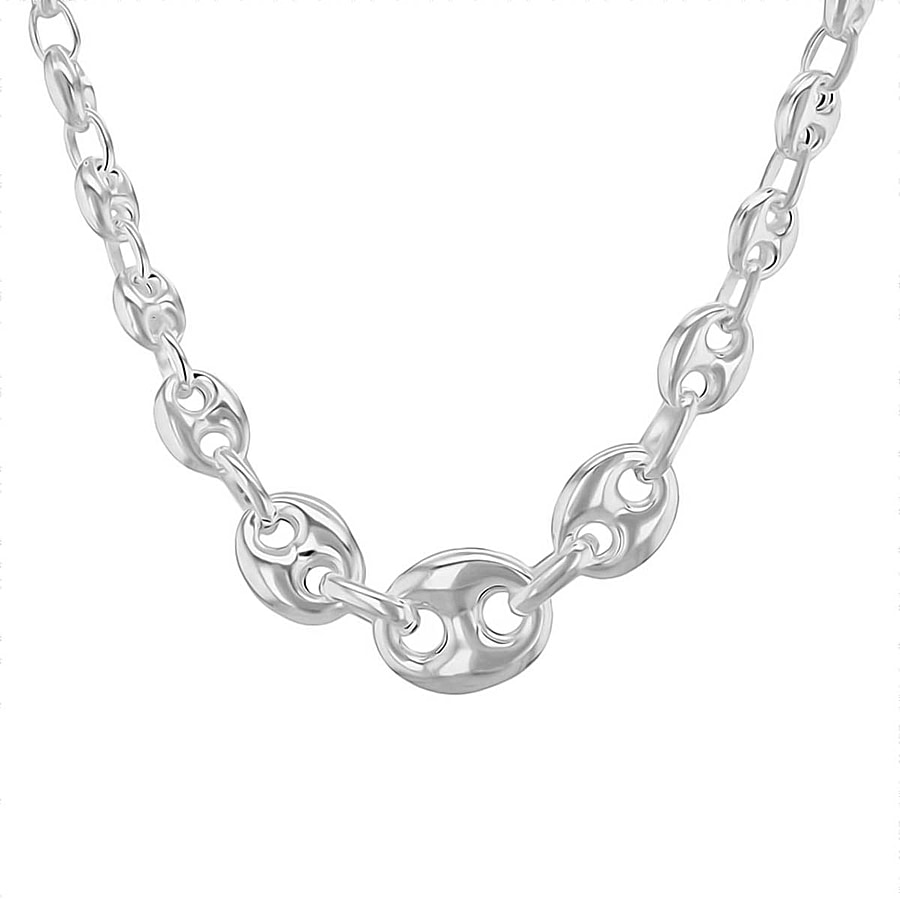 Sterling Silver 6.4mm-12mm Graduated Rambo Chain Necklace 18 Inch