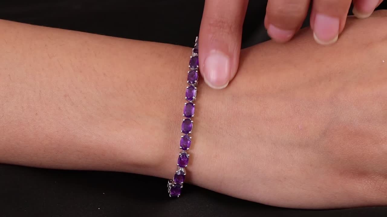 12.34 Ct. Amethyst Bracelet Platinum Plated in Sterling Silver 