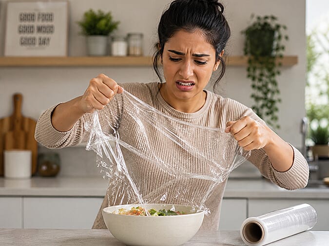 Cling film frustration in kitchen