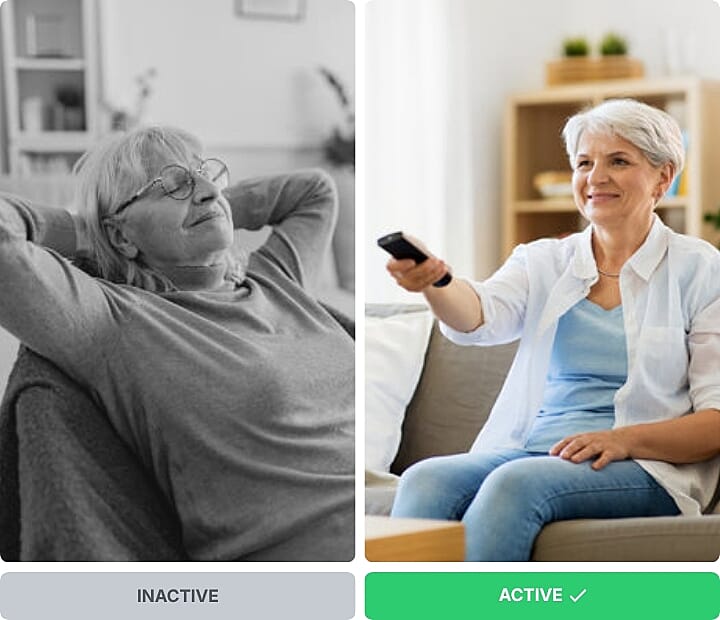 Senior sitting alone, low energy