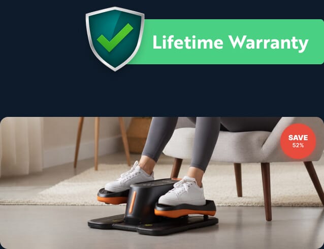 Elderly couple using Bliss & Beyond stepper at home