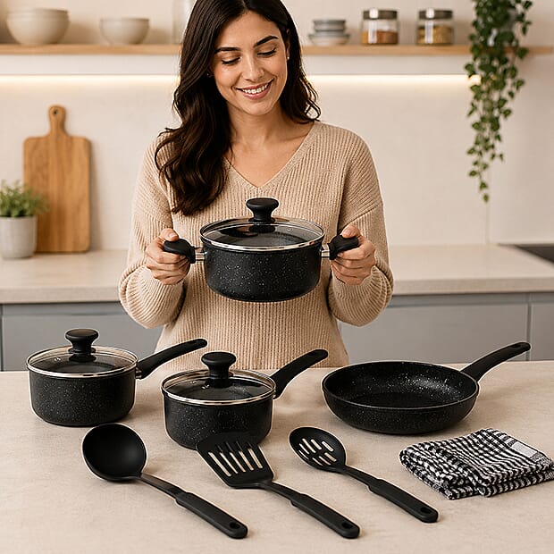 Black Marble non-stick interior — premium forged cookware detail