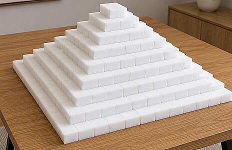 Stack of 100 magic cleaning sponges showing quantity included
