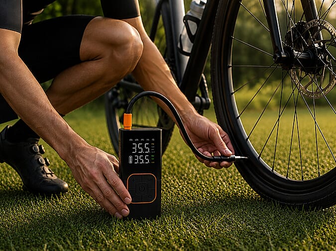 Digital Tyre Inflator in use