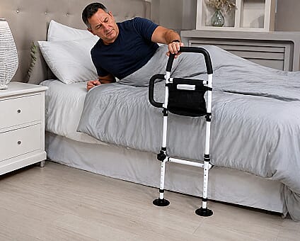 Confident getting up with the bedside rail