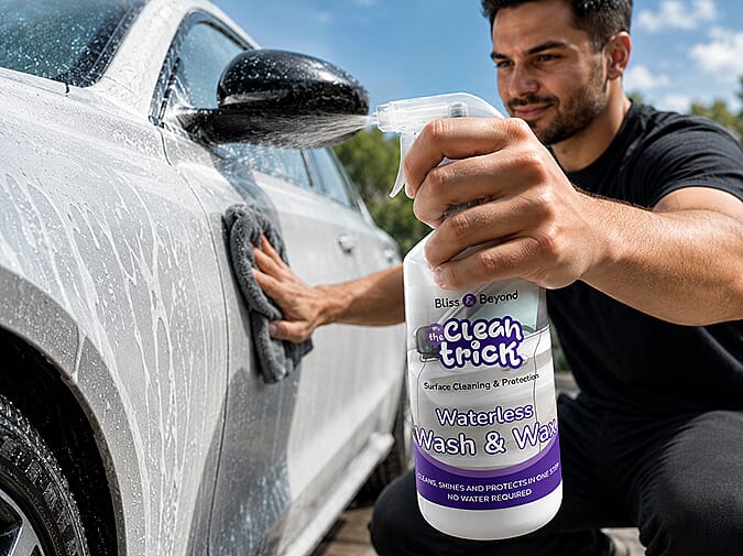 The Clean Trick product in use on car