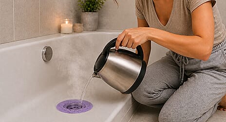 Step 3 — Flush drain with hot water