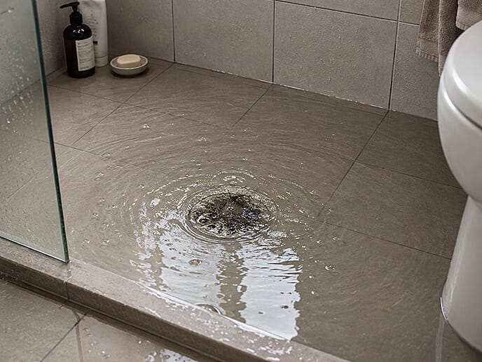 Blocked sink drain — slow draining water