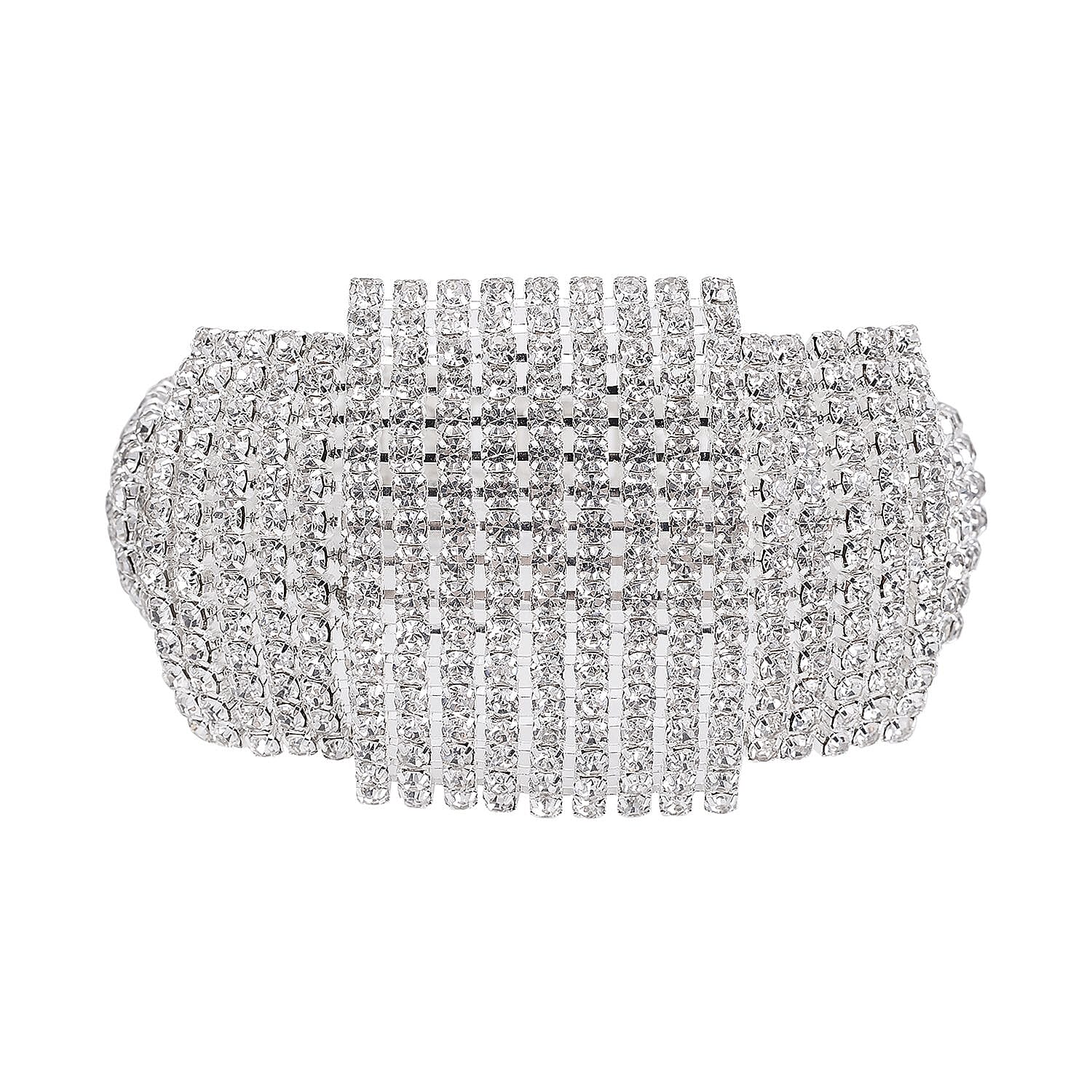 Vintage White Austrian Crystal Bracelet (Size 7.5) in Silver Tone