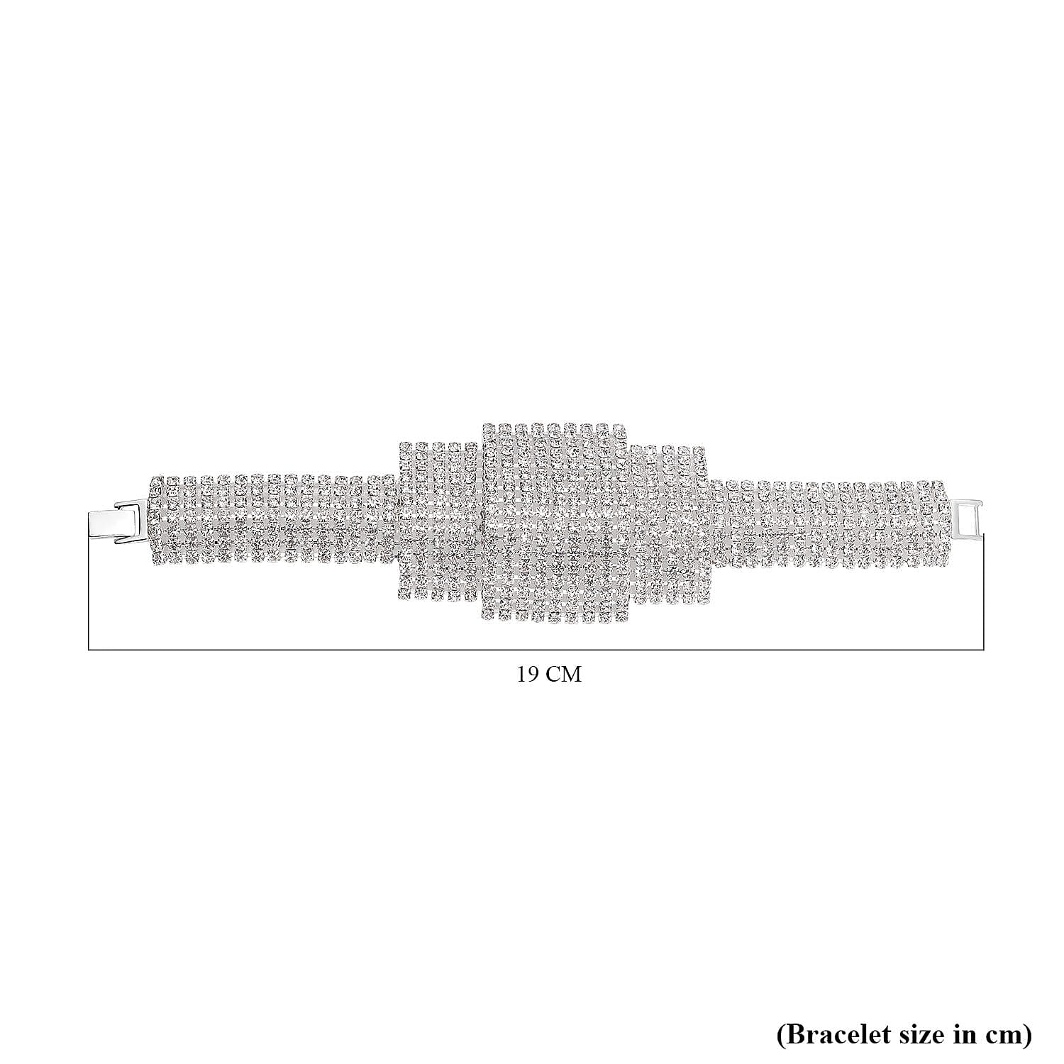 Vintage White Austrian Crystal Bracelet (Size 7.5) in Silver Tone