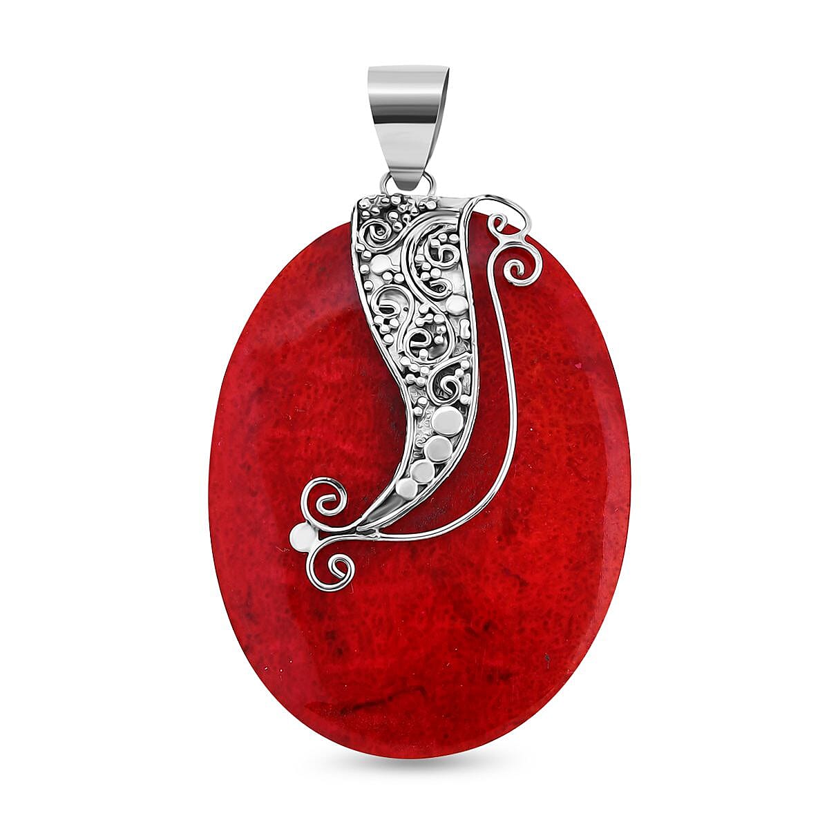 Royal Bali Collection Coral Pendant in Sterling Silver 16.98 Ct.