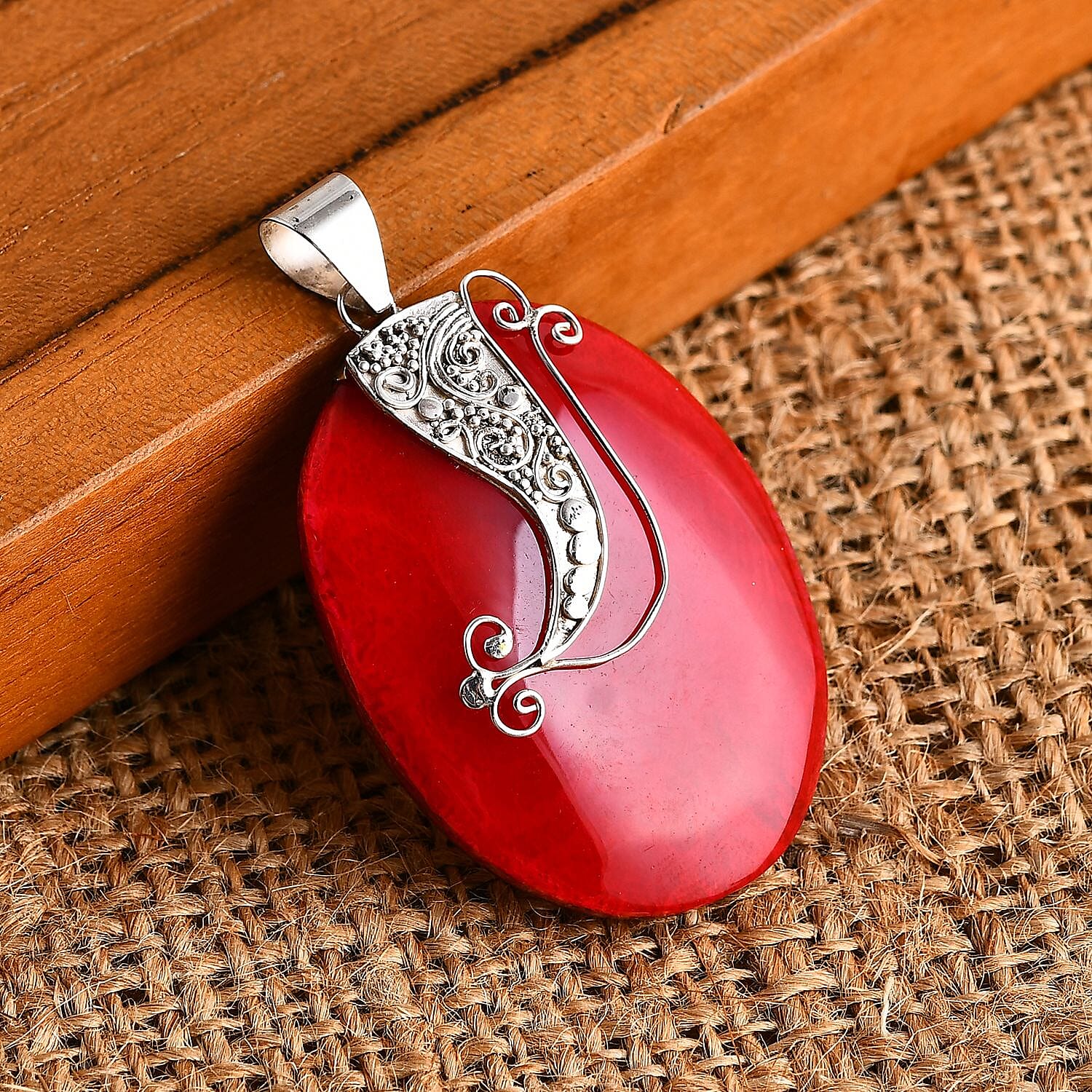 Royal Bali Collection Coral Pendant in Sterling Silver 16.98 Ct.