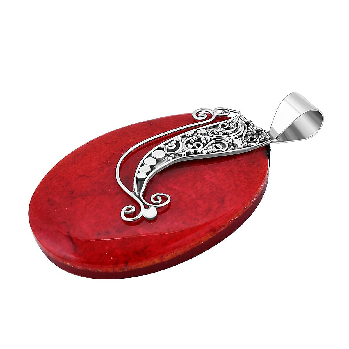 Royal Bali Collection Coral Pendant in Sterling Silver 16.98 Ct.