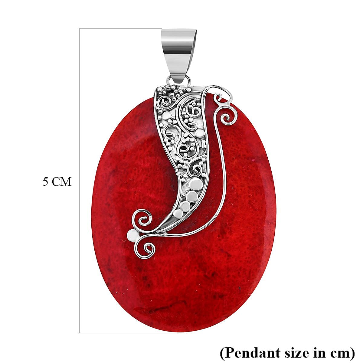 Royal Bali Collection Coral Pendant in Sterling Silver 16.98 Ct.