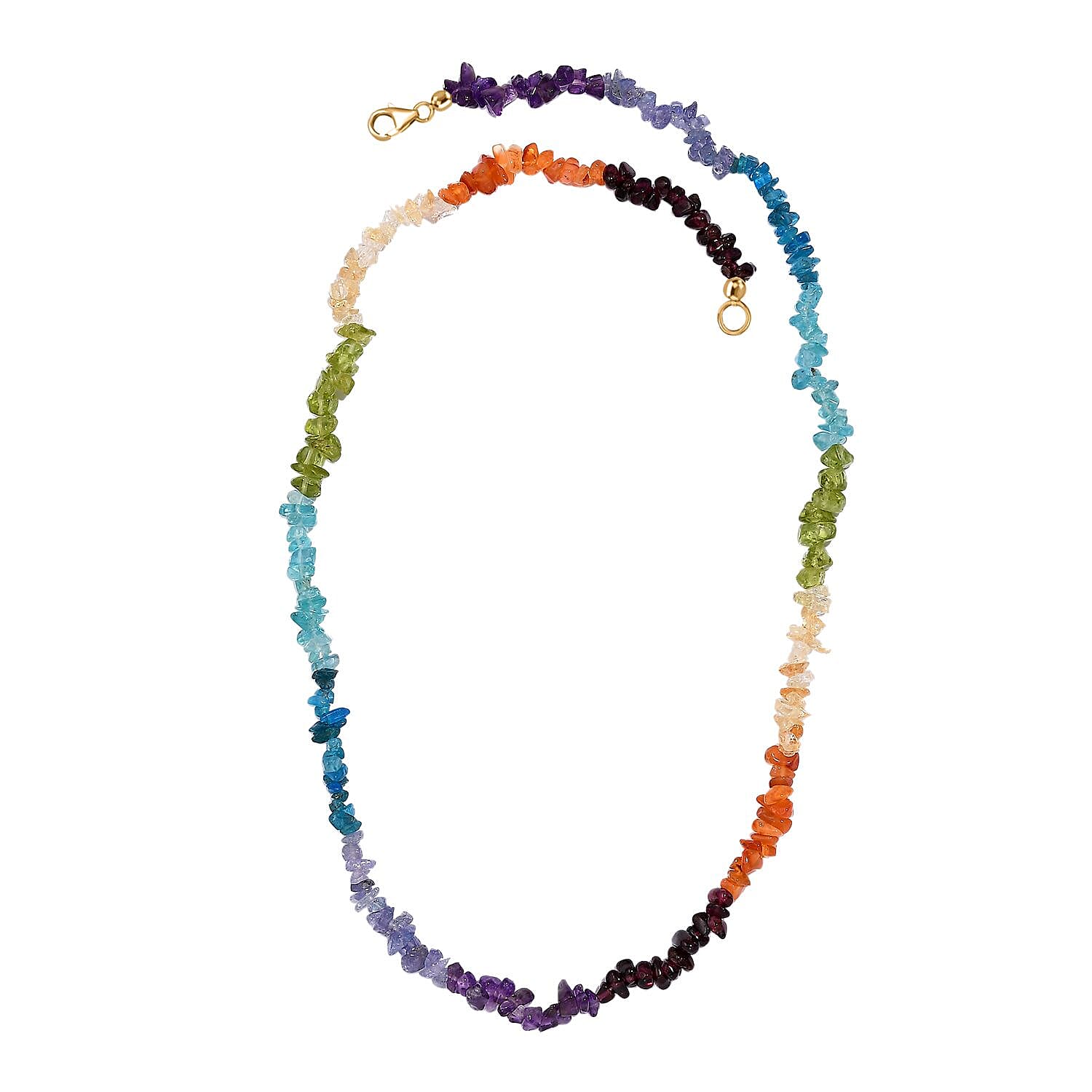 Neon Apatite Multi Gemstone Rainbow Necklace (Size 20) in 14K Gold Overlay Sterling Silver 73.46 Ct.
