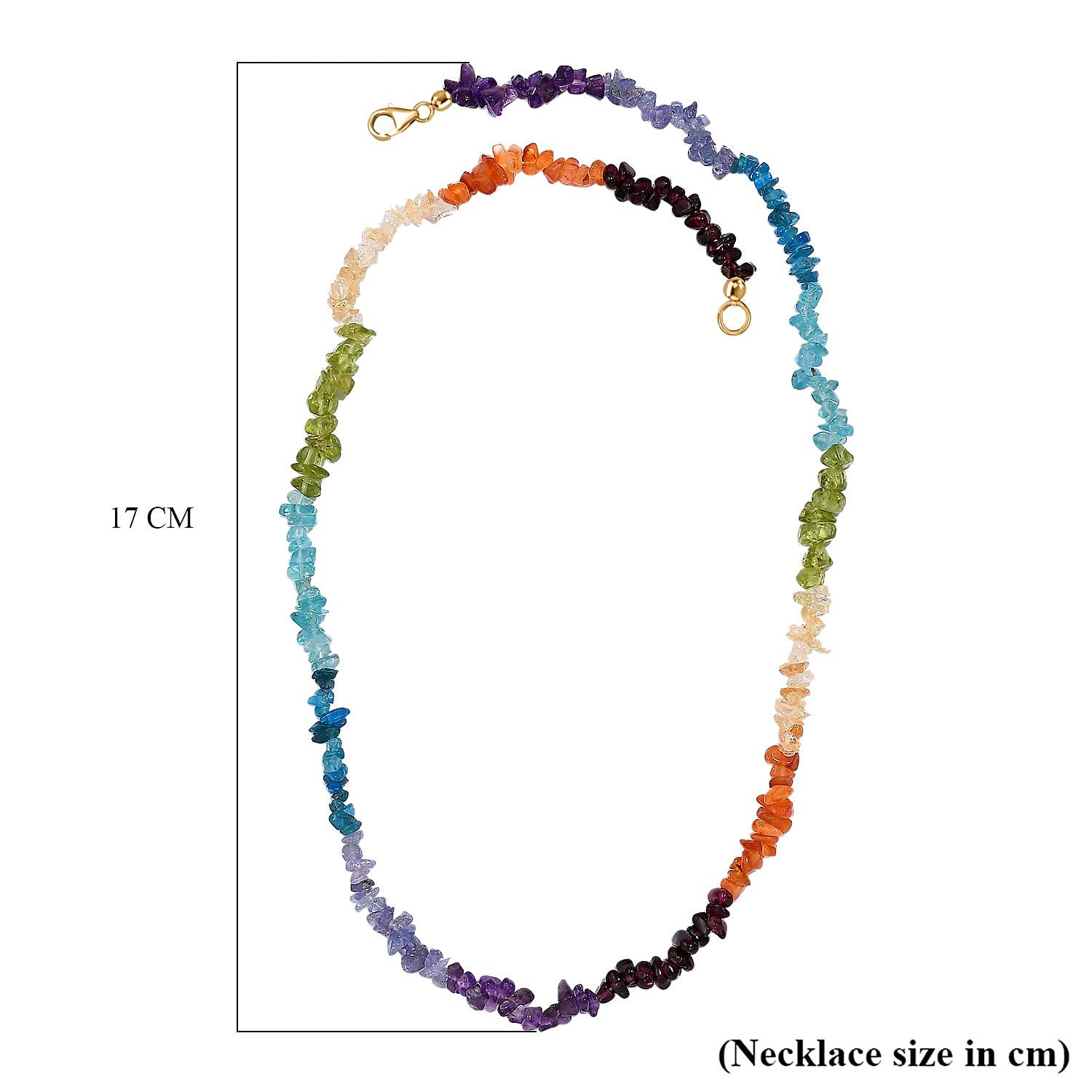 Neon Apatite Multi Gemstone Rainbow Necklace (Size 20) in 14K Gold Overlay Sterling Silver 73.46 Ct.