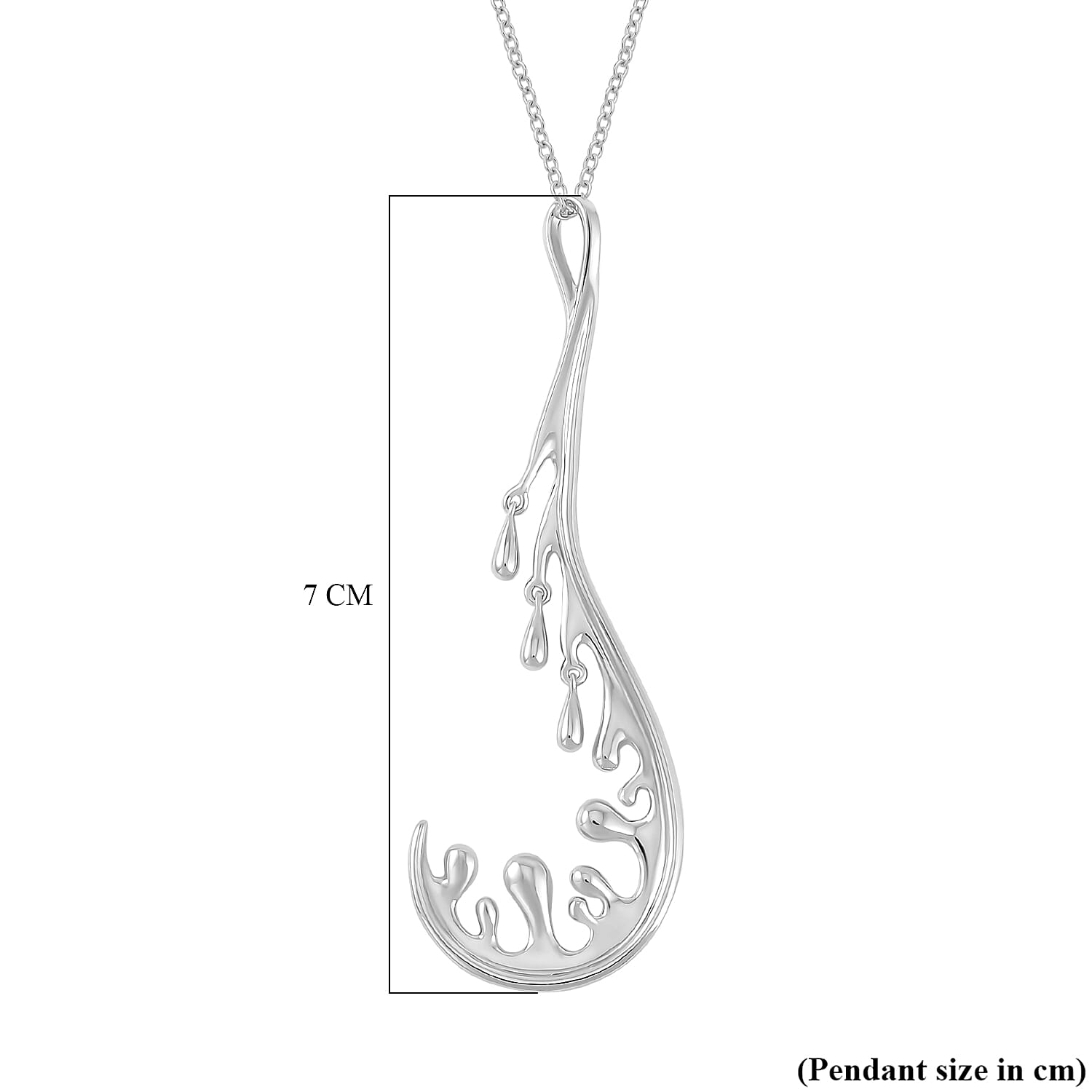 Lucy Q Wave Collection - Motion Ocean Rhodium Plated Sterling Silve Pendant with Chain (Size - 18-20)