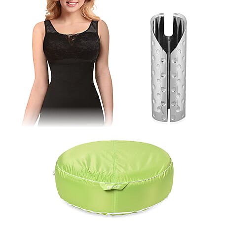 Bundle Set of 3 SANKOM SWITZERLAND Patent Vest with Bra and Lace - Reload Mini Spray Skin - Embossed -Indoor Outdoor Inflatable Round Pouffe
