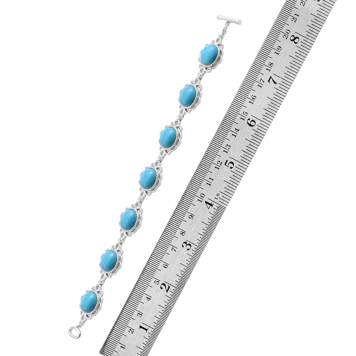 38.71 Ct Sleeping Beauty Turquoise Indian Garnet Station Bracelet in  Rhodium Plated Silver 7.75 Inch