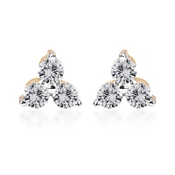 0.25 Ct Diamond Trilogy Stud Earrings in 9K Gold SGL Certified I3 GH