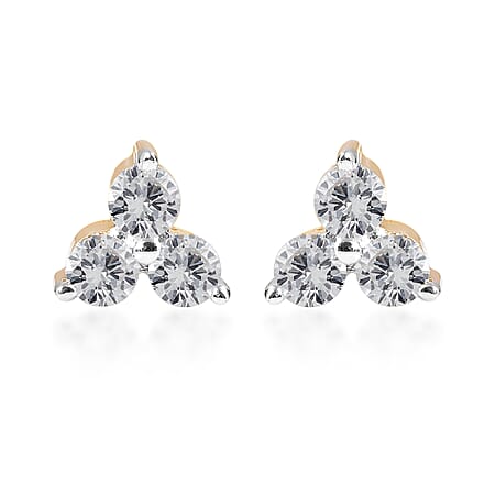 0.25 Ct Diamond Trilogy Stud Earrings in 9K Gold SGL Certified I3 GH