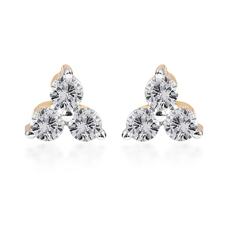 9K Yellow Gold SGL Certified Diamond (G-H) Stud Earrings 0.25 Ct.