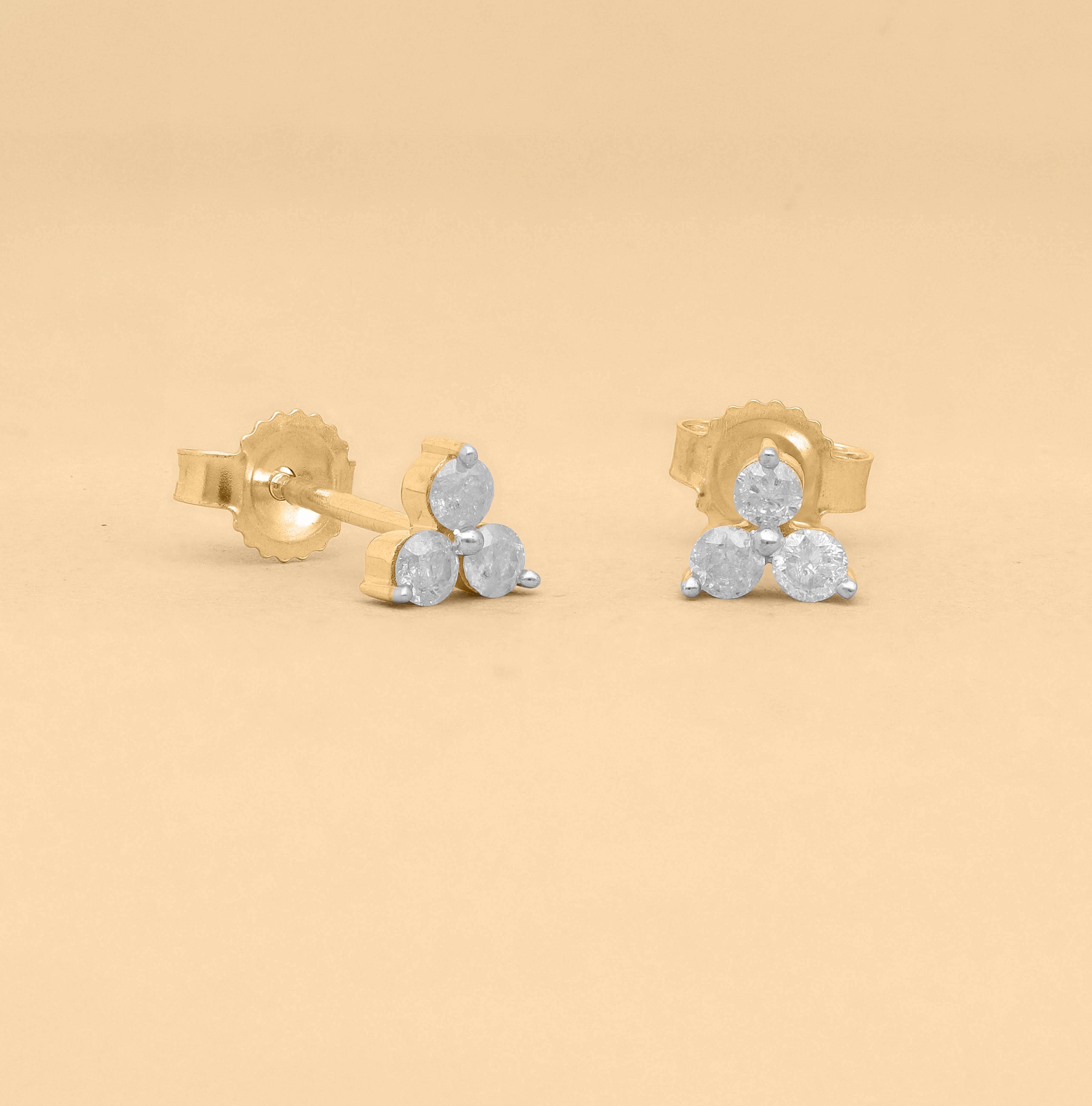 9K Yellow Gold SGL Certified Diamond (G-H) Stud Earrings 0.25 Ct.