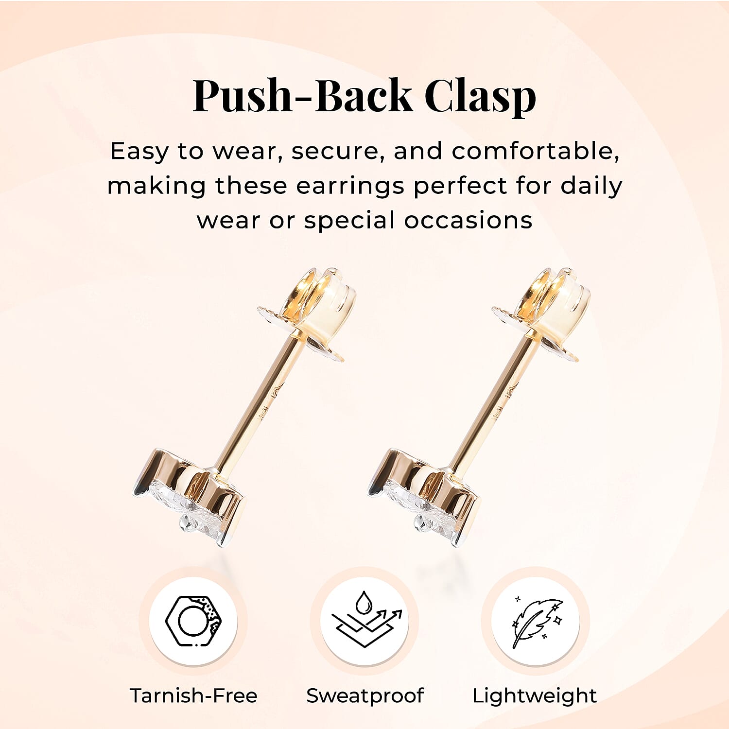 9K Yellow Gold SGL Certified Diamond (G-H) Stud Earrings 0.25 Ct.