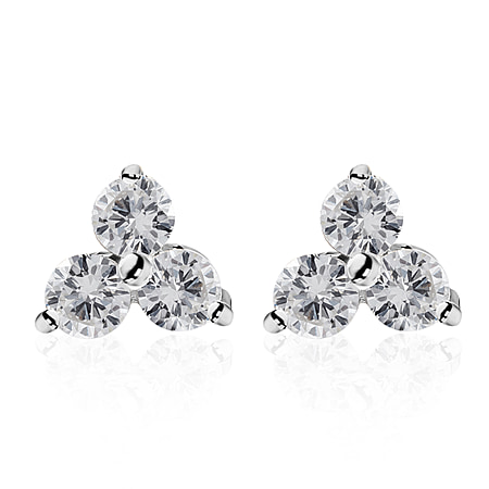 0.25 Ct Diamond Trilogy Stud Earrings in 9K White Gold SGL Certified I3 GH