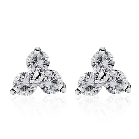 9K White Gold SGL Certified Diamond (Rnd) (G-H) Stud Earrings (with Push Back) 0.25 Ct.