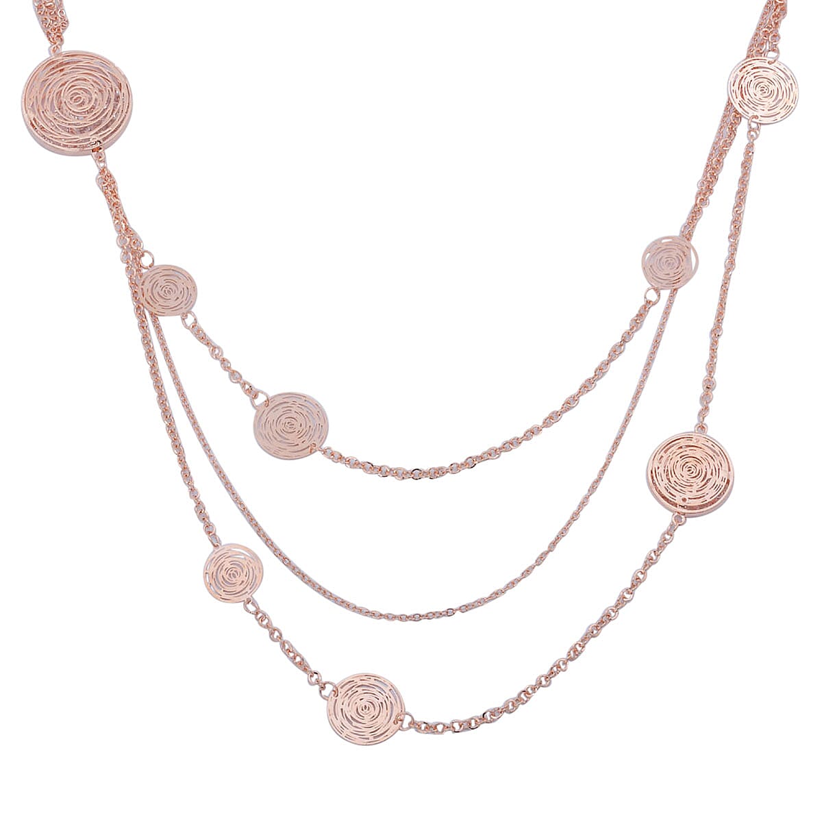 White Austrian Crystal Multi Strand Necklace (Size - 30 with Ext) in Rose Gold Tone