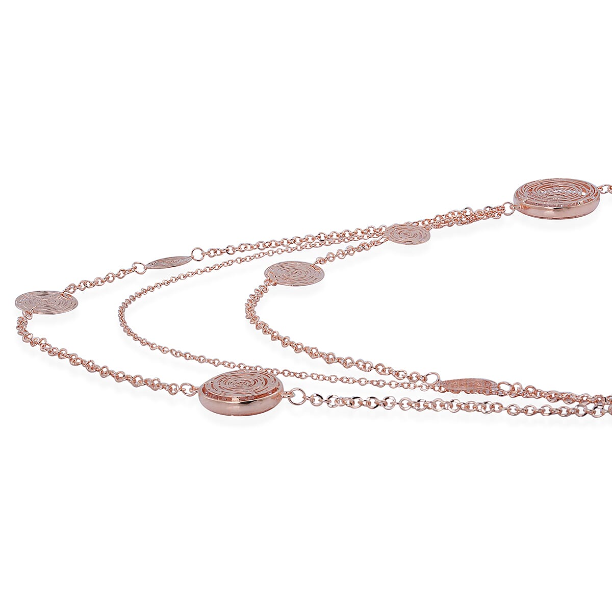 White Austrian Crystal Multi Strand Necklace (Size - 30 with Ext) in Rose Gold Tone