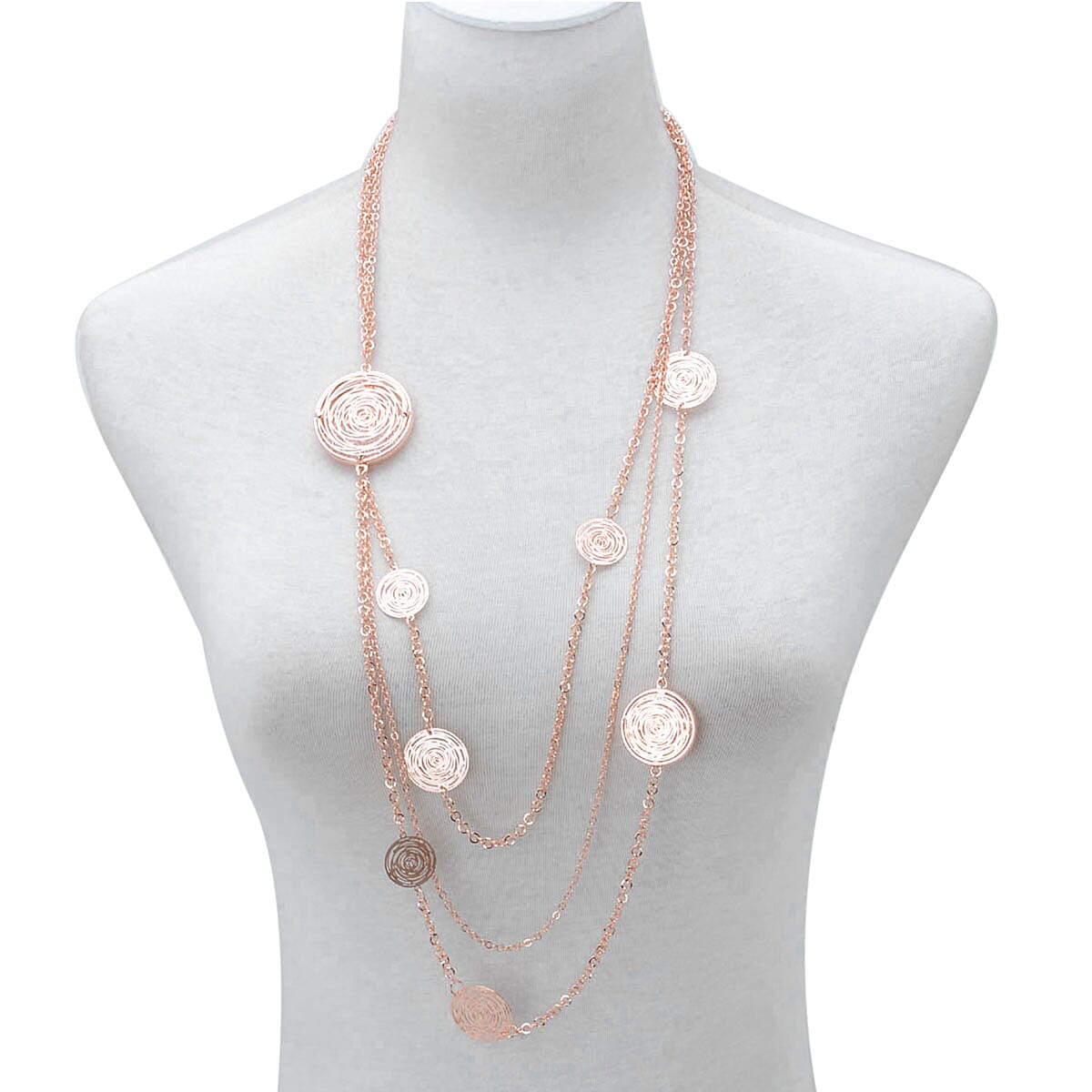 White Austrian Crystal Multi Strand Necklace (Size - 30 with Ext) in Rose Gold Tone
