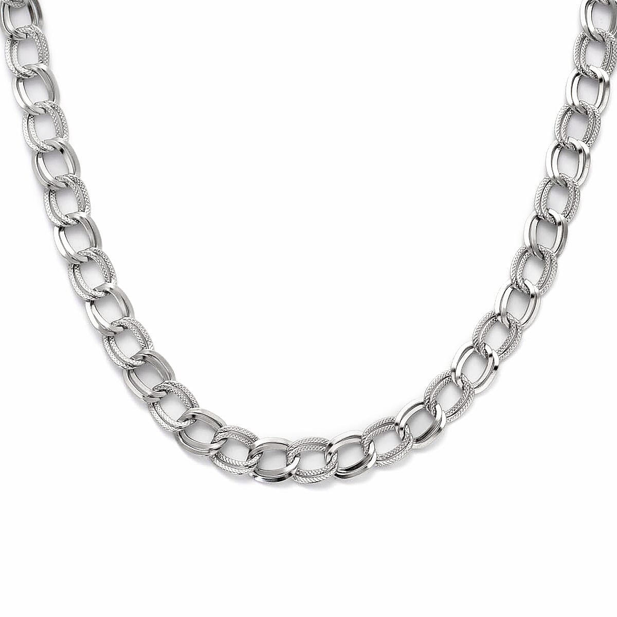 Curb Link Necklace With Lobster Clasp (Size 20) in Silver Tone