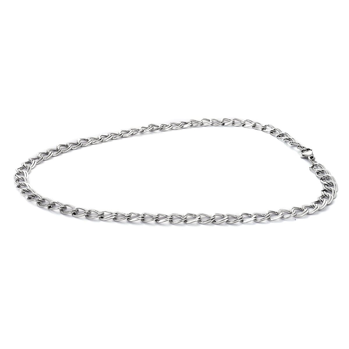 Curb Link Necklace With Lobster Clasp (Size 20) in Silver Tone