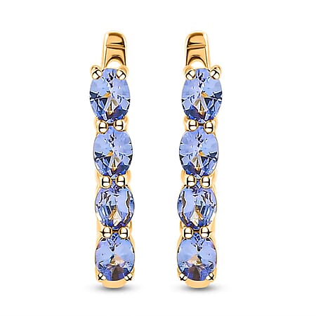 Tanzanite December Birthstone Hoop Earrings in Sterling Silver with 18K Vermeil Yellow Gold