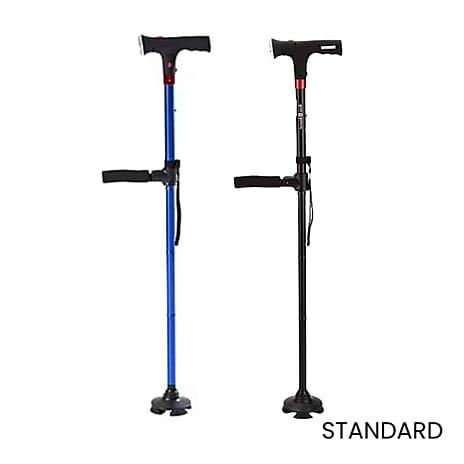 Pack Of 2 Smart Easy Up Standard Cane With 2 Handle & Anti Slip Base (Blue & Silver)