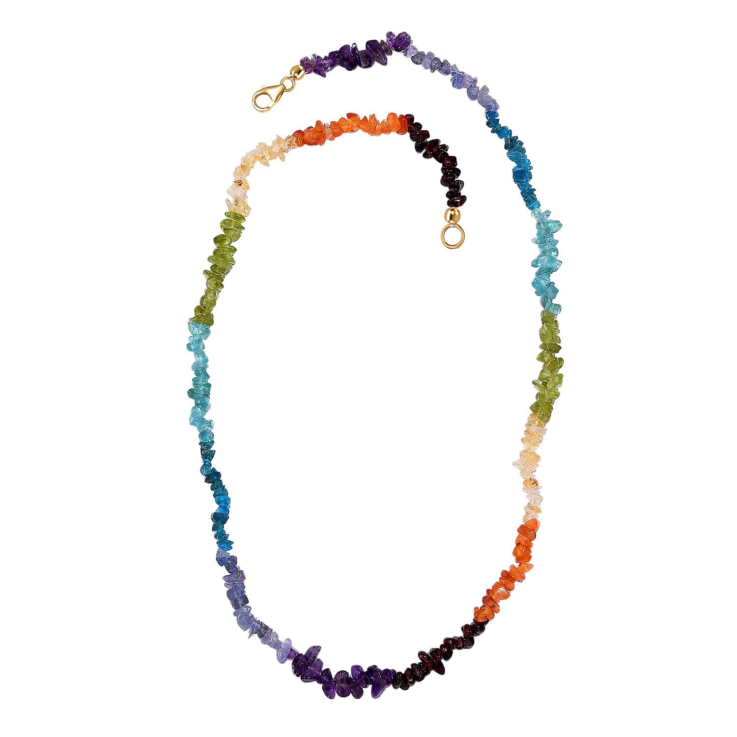 Jewels of India Mozambique Garnet, Tanzanite & Multi Gemstones Necklace (Size 20) in 14K Gold Overlay Sterling Silver 72.85 Ct.