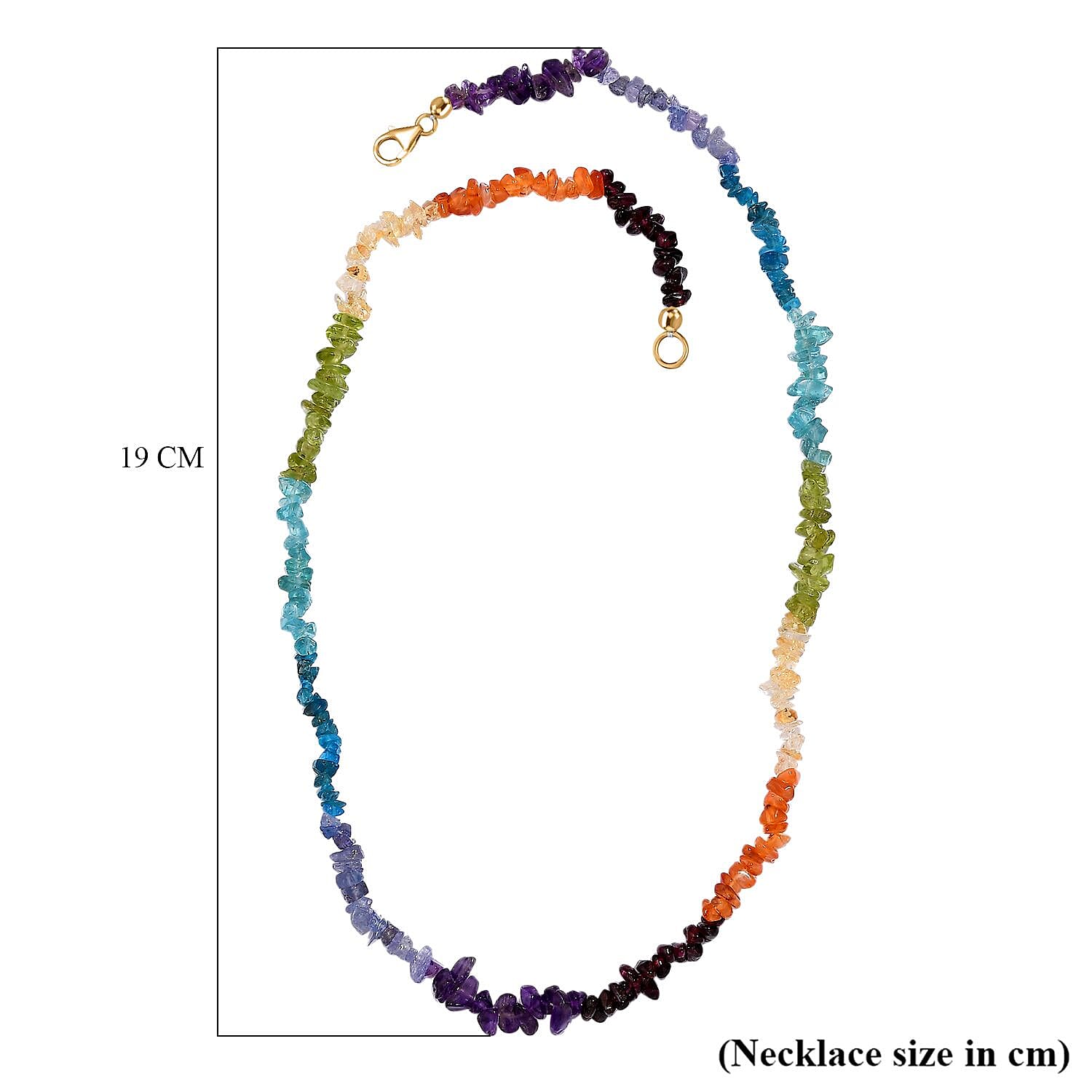 Jewels of India Mozambique Garnet, Tanzanite & Multi Gemstones Necklace (Size 20) in 14K Gold Overlay Sterling Silver 72.85 Ct.