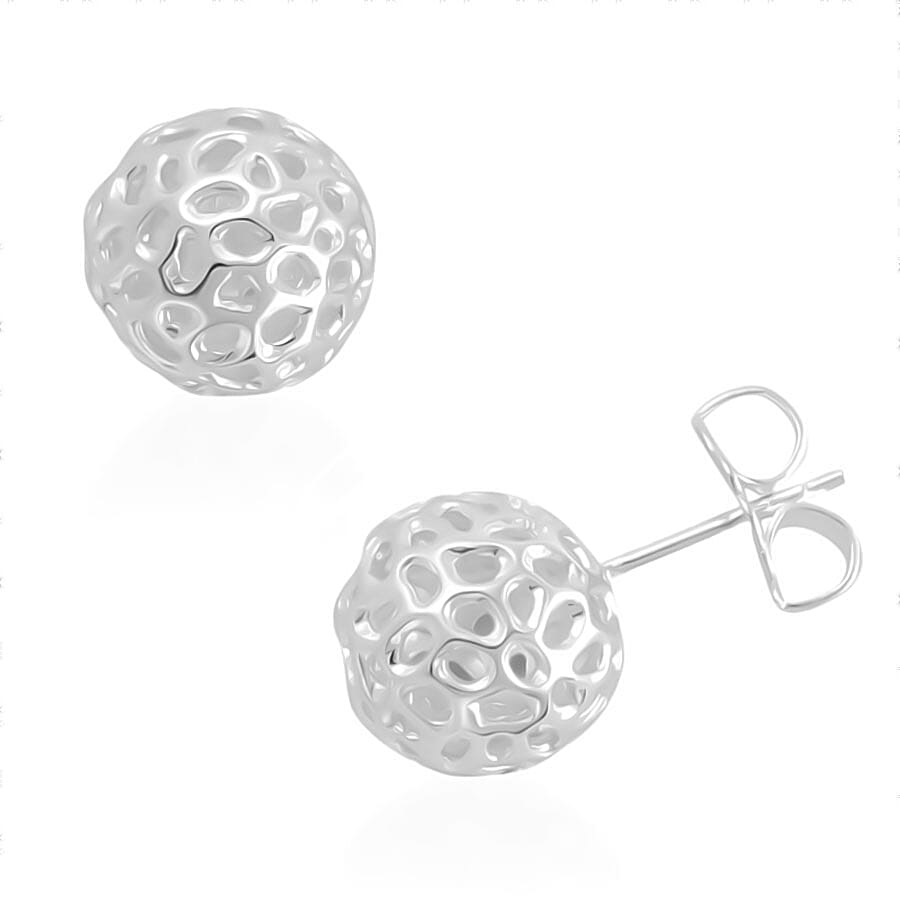 RACHEL GALLEY - Rhodium Sterling Silver Globe Stud Earrings with Push Back