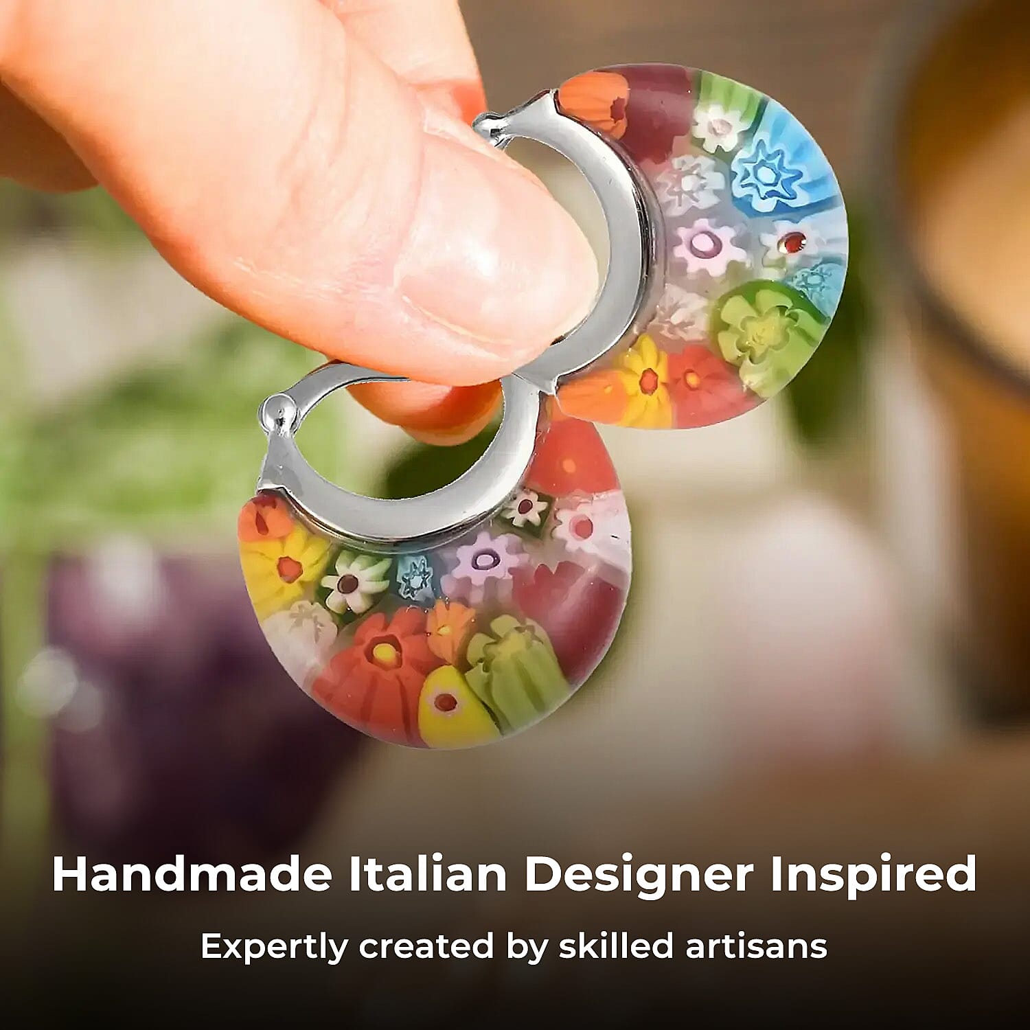 Multi Colour Murano Style Basket Earrings & Butterfly Earrings in Stainless Steel