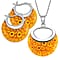 Yellow Colour Murano Style Basket Earrings & Pendant in Stainless Steel