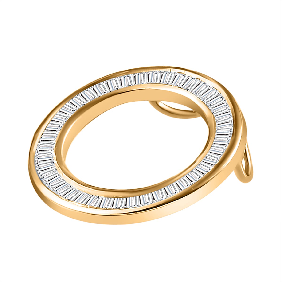 18K Yellow Gold SGL Certified Diamond (I1-I2-GH) Circle Pendant 0.25 Ct With 9K Gold Paperclip Necklace (30 inch)