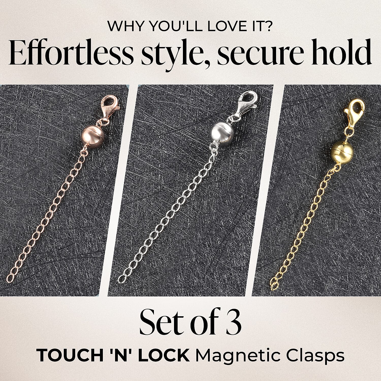 TOUCH 'N' LOCK MAGNETIC CLASPS WITH 2 INCH EXTENDERS