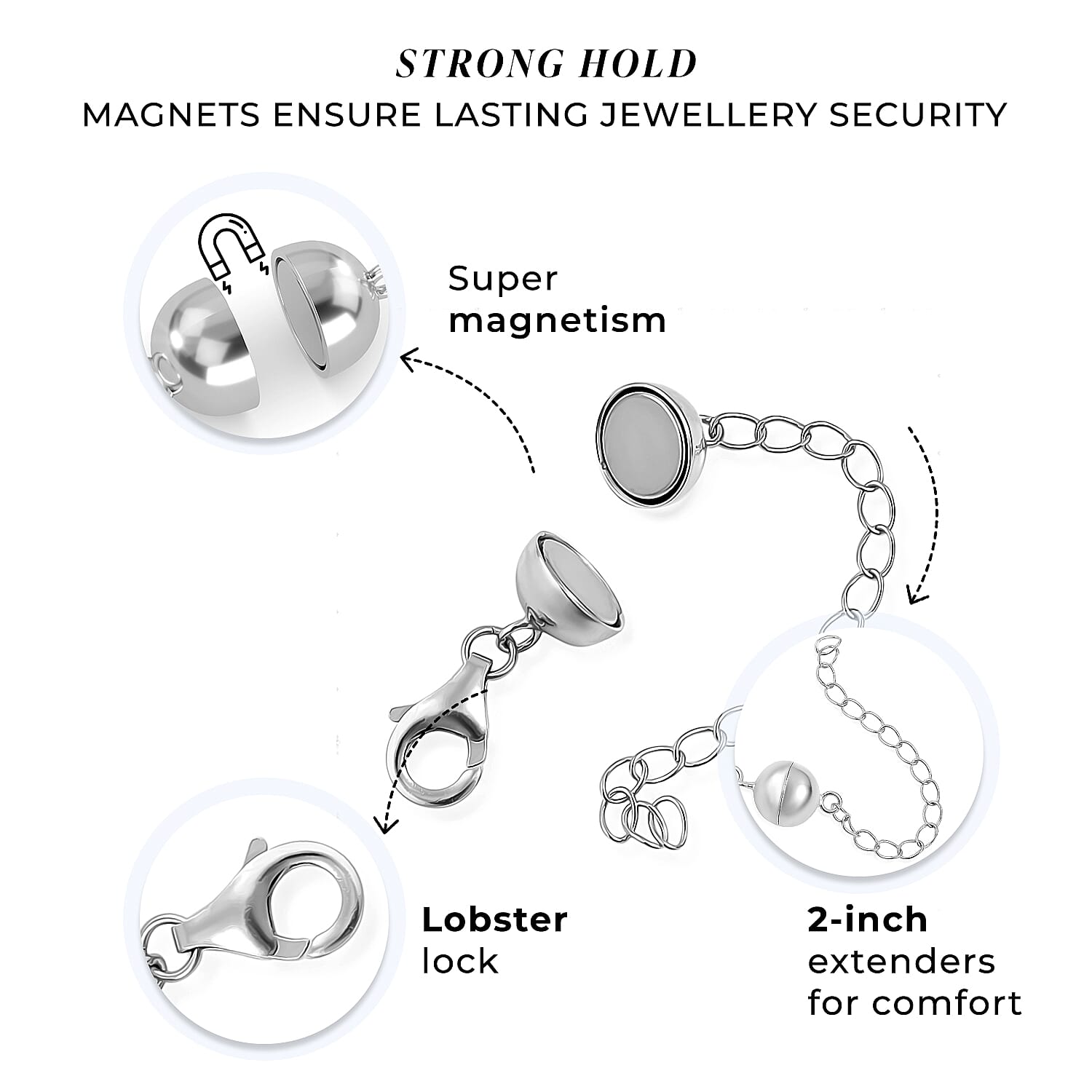 TOUCH 'N' LOCK MAGNETIC CLASPS WITH 2 INCH EXTENDERS