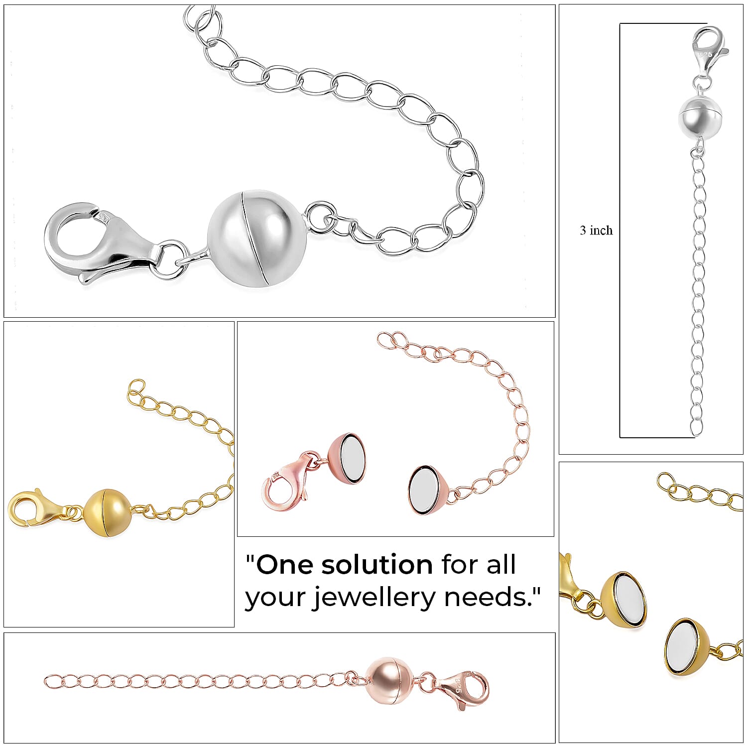 TOUCH 'N' LOCK MAGNETIC CLASPS WITH 2 INCH EXTENDERS