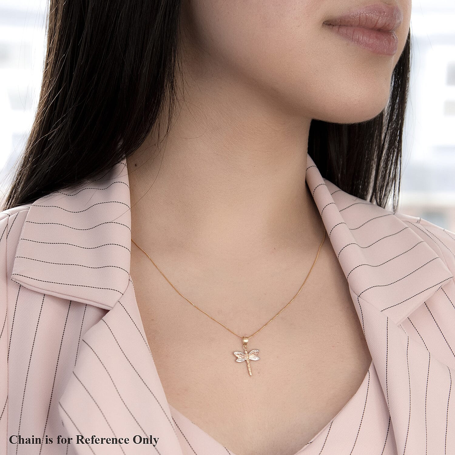 9K Tri Colour Gold Dragonfly Pendant and Earrings