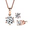 Moissanite Solitaire Pendant with Chain (Size 20) 1.8 Ct and Stud Earrings in 18K Gold Vermeil Sterling Silver 2 Ct